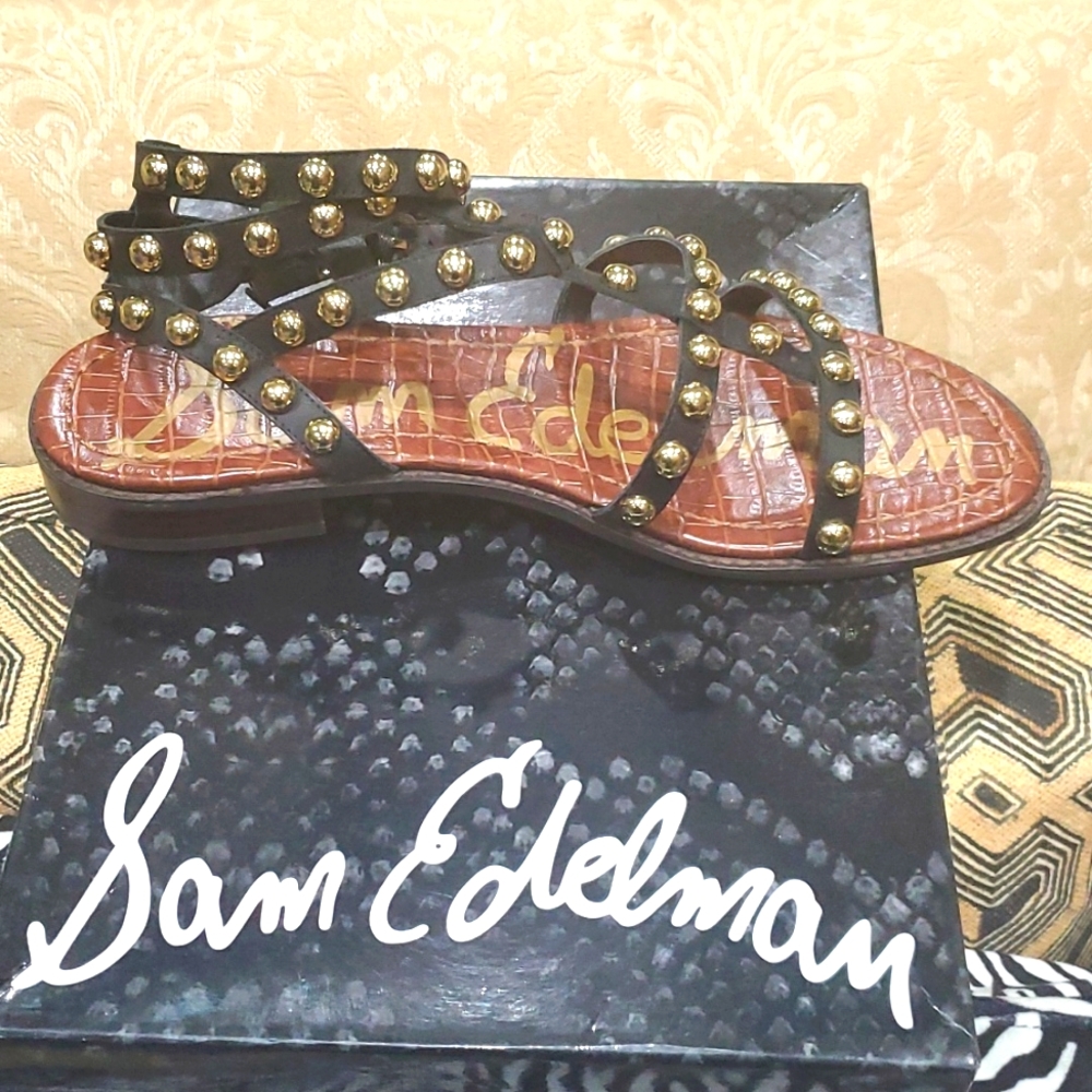 SAM EDELMAN EAVAN BLACK RARE GLADIATOR SZ 10 AND A HALF!!!!